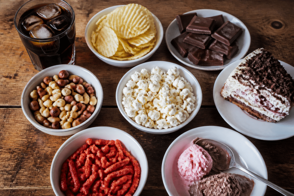 Aliments interdits après extraction dentaire affichés ensemble