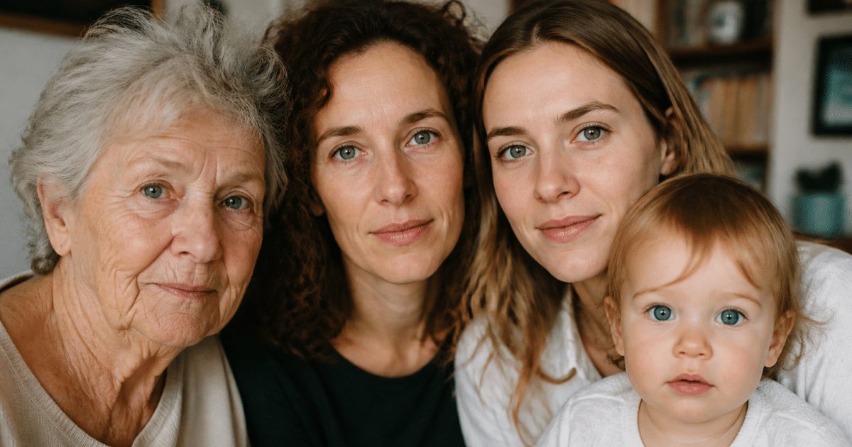 Quatre generations familiales montrant progression traits oculaires hereditaires