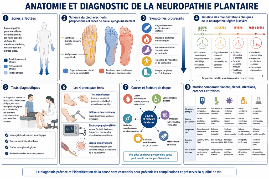 Anatomie et diagnostic de la neuropathie plantaire