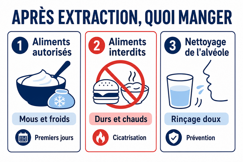 Après extraction, quoi manger