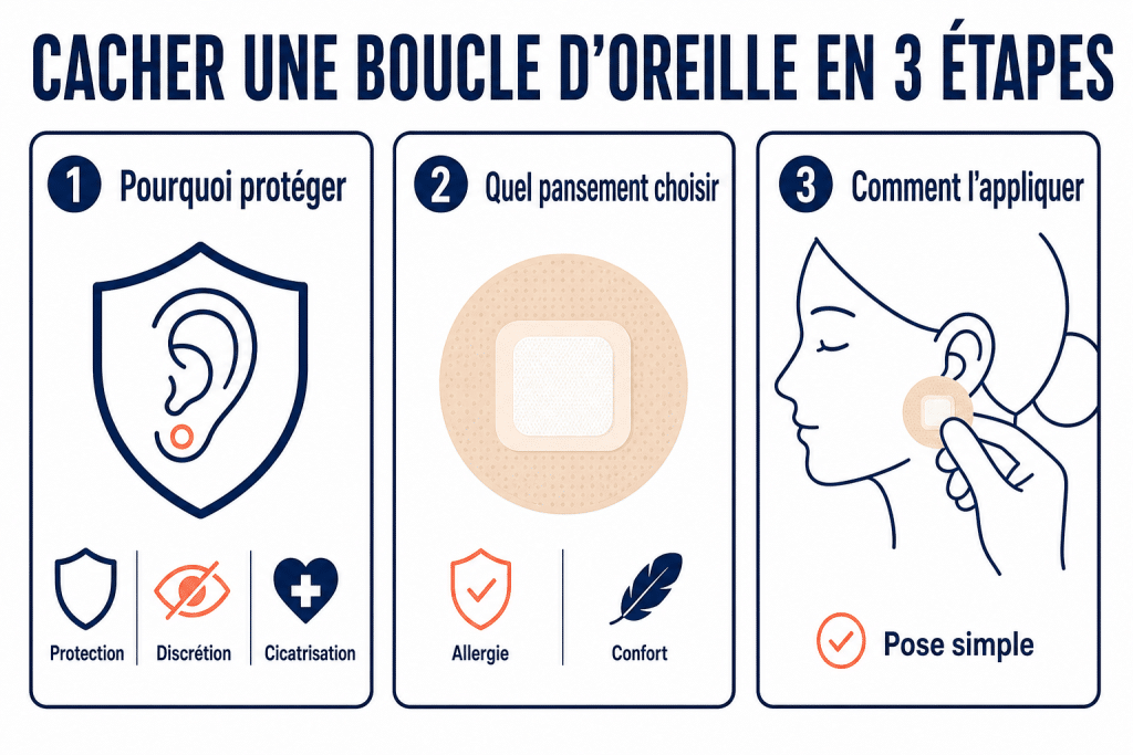 Cacher une boucle d'oreille en 3 étapes