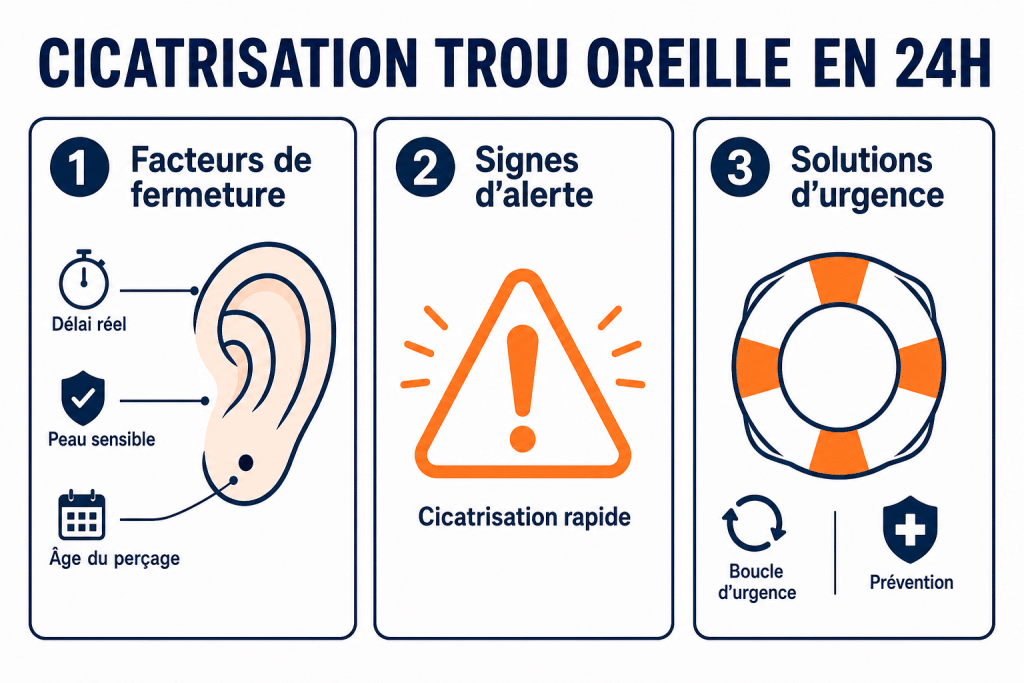 Cicatrisation trou oreille en 24h