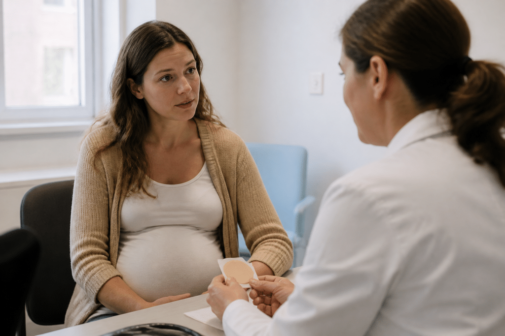 Femme enceinte consultando medico avant patch nicotine